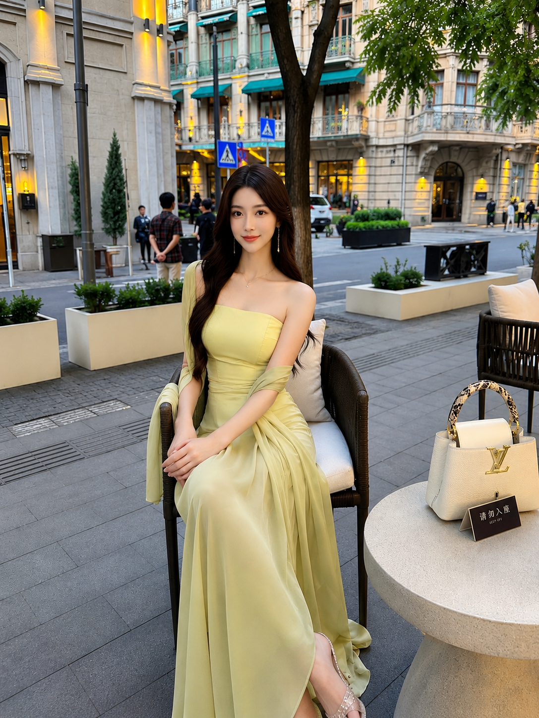 Tube Asymmetric Maxi Dress with Scarf