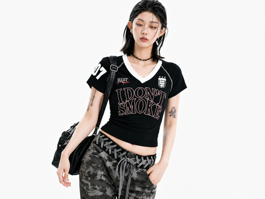 "I DON'T SMOKE" Sports Jersey Baby Tee