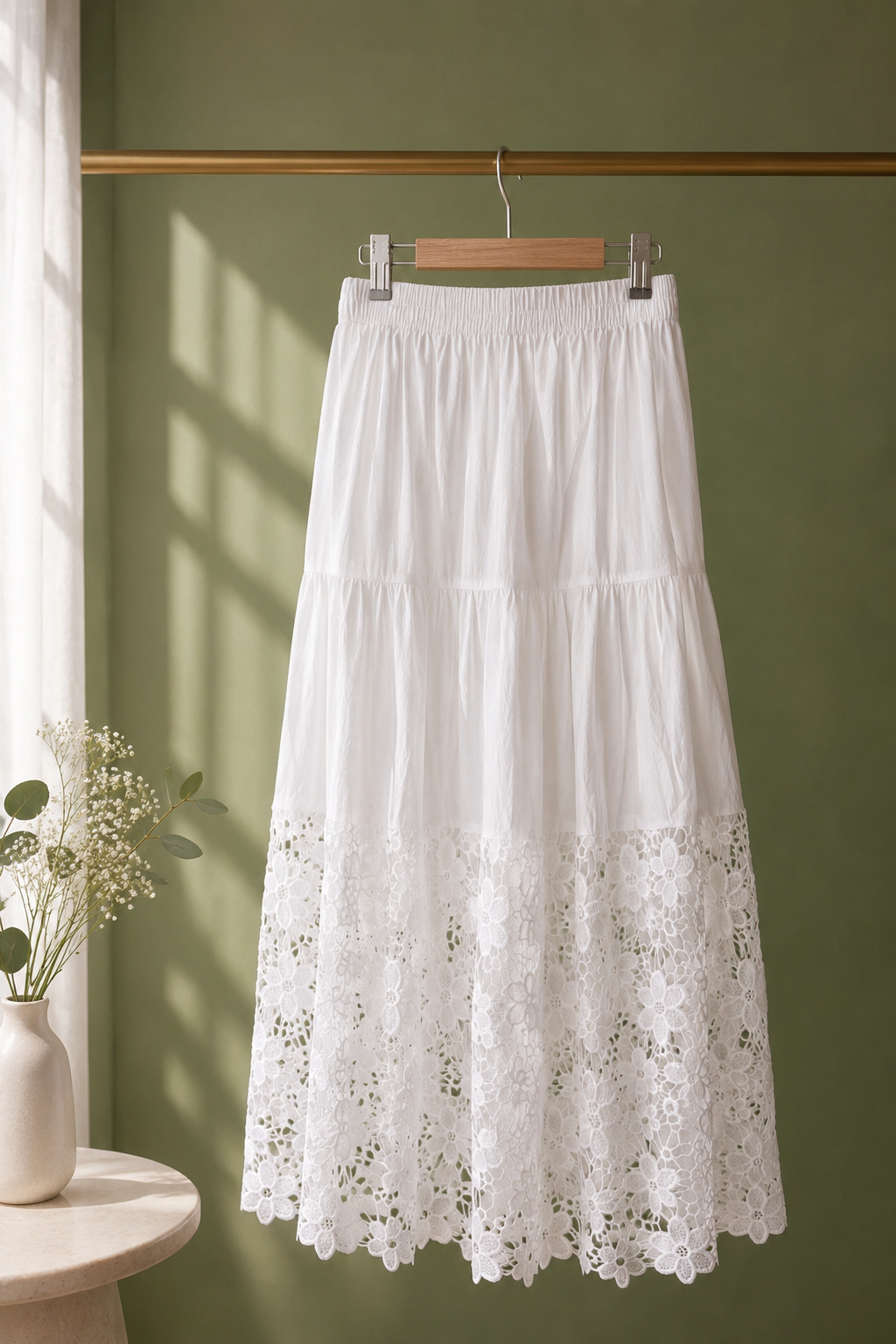 Tiered Floral Lace Maxi Skirt