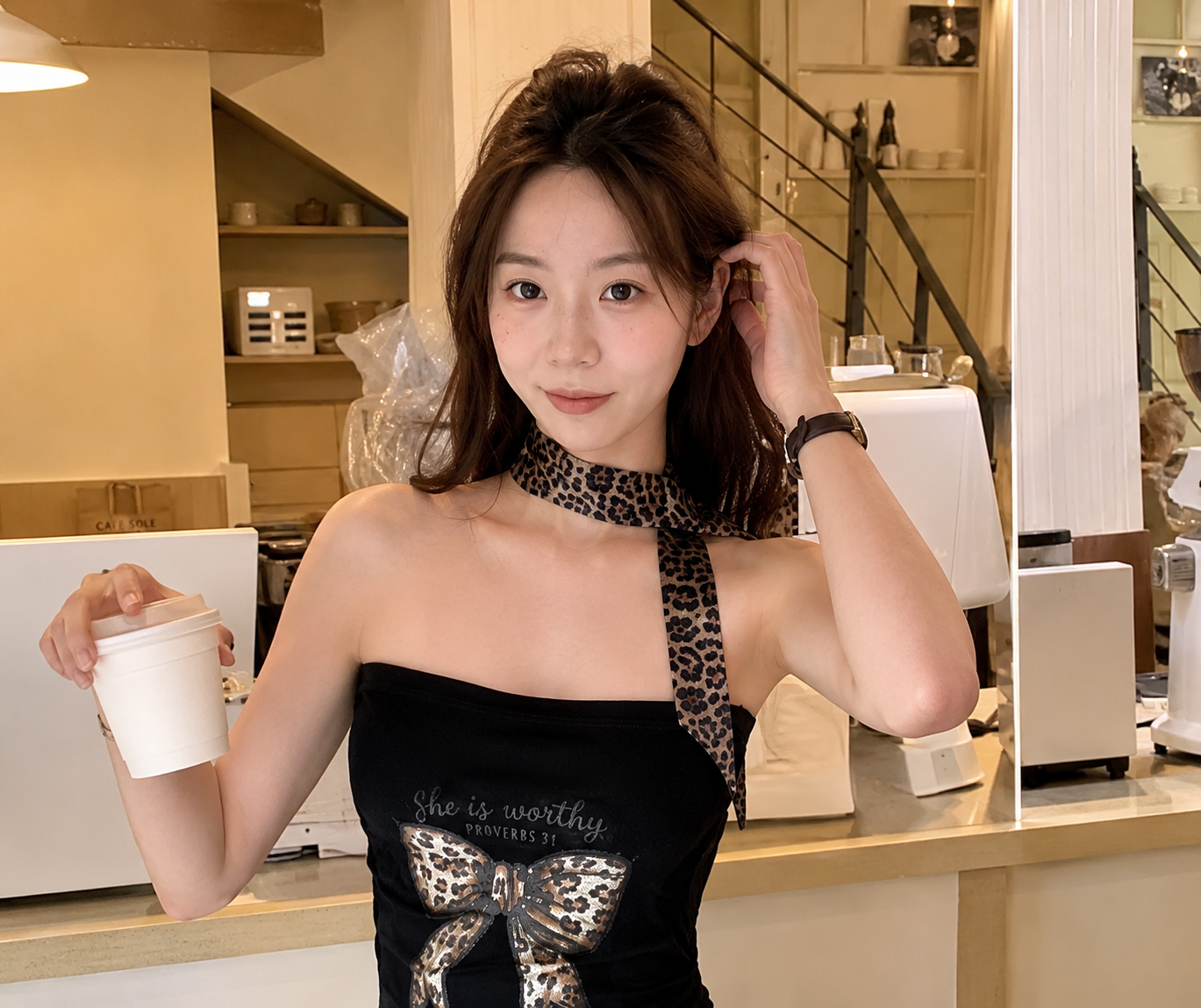 Leopard Scarf Bow Tube Top