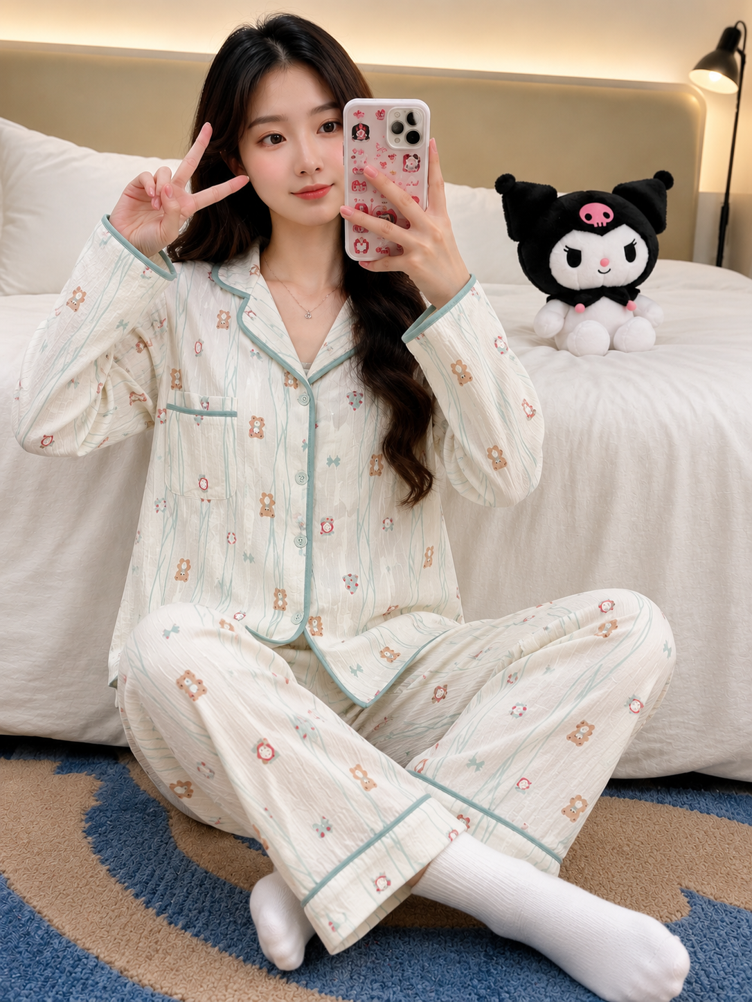 Cute Kawaii Printed Padded Pajama Set