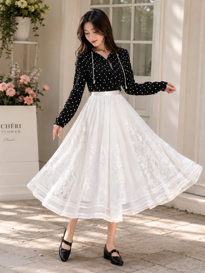 Lace Tulle Maxi Skirt