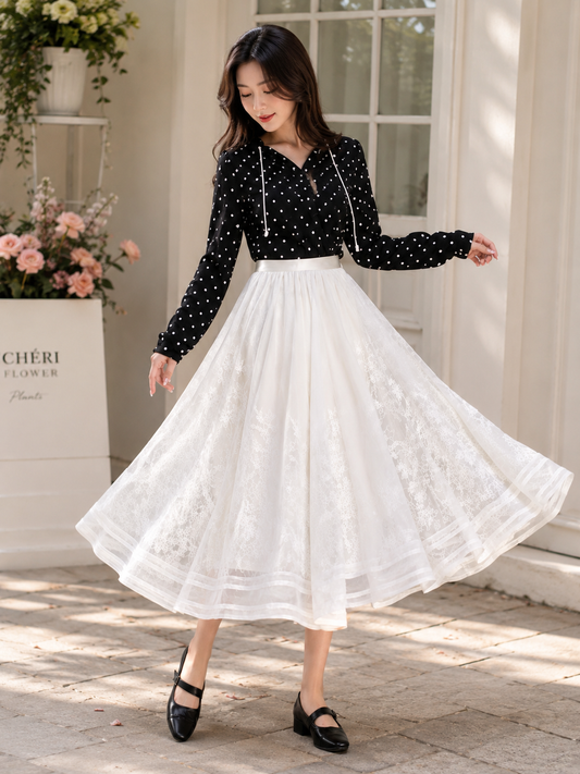 Lace Tulle Maxi Skirt