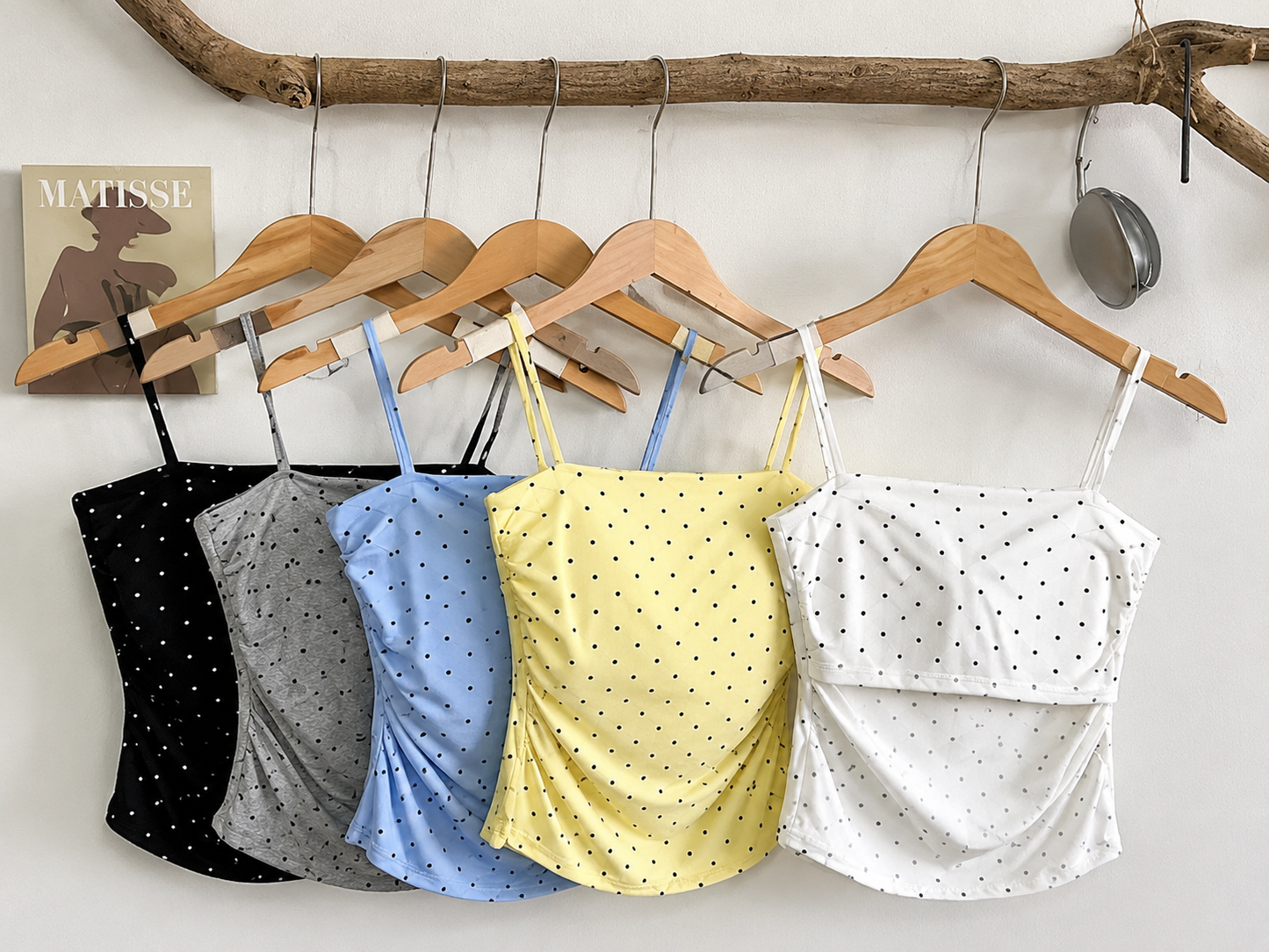 Ruched Polka Dot Cami Padded Top