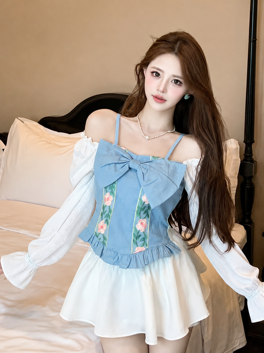 Bow-Front Floral Embroidery Corset