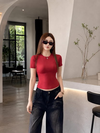 Crewneck Slim-Fit Basic Seamless Baby Tee