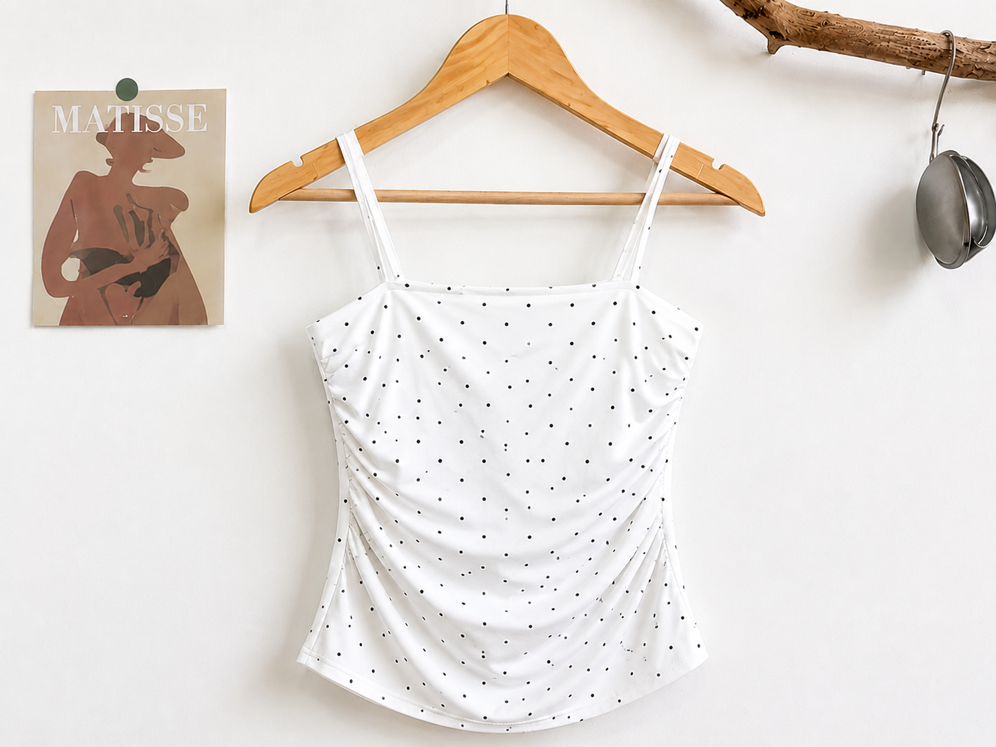 Ruched Polka Dot Cami Padded Top