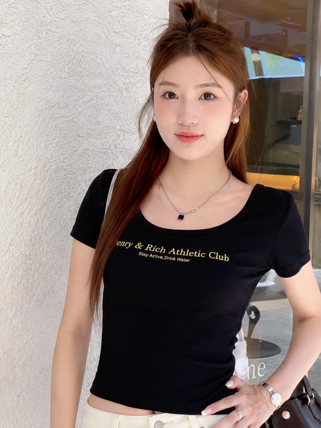Athletic Club Scoop-Neck Padded Crop Tee