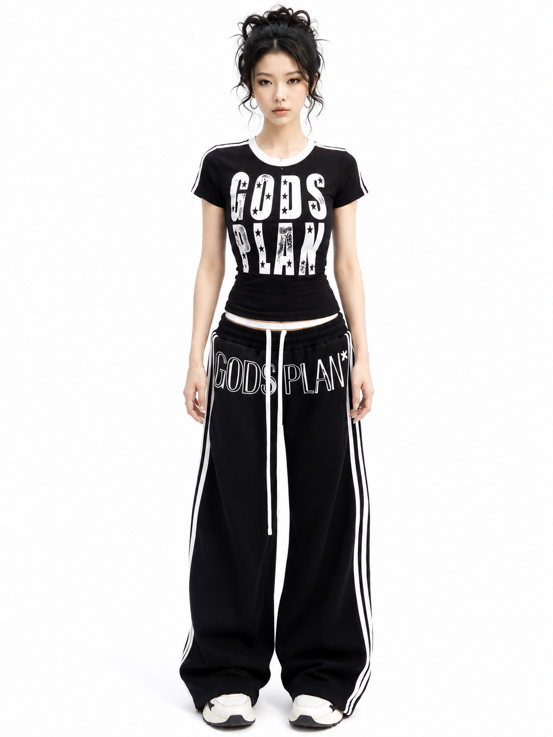 "GODS PLAN" Star-Graphic Ringer Baby Tee
