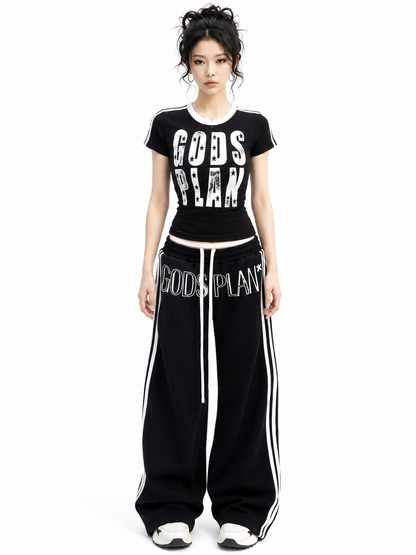 "GODS PLAN" Star-Graphic Ringer Baby Tee