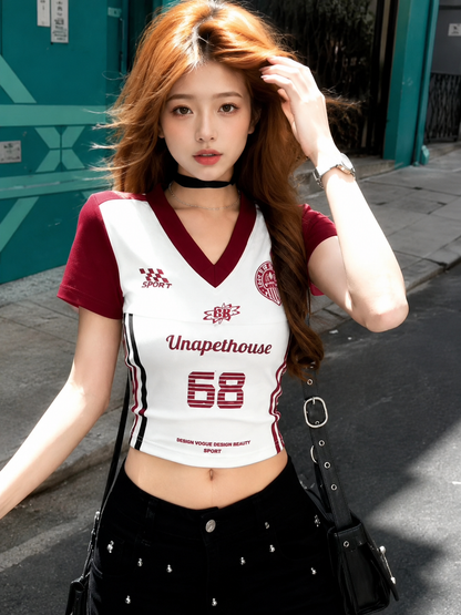 Color-Block Athletic Jersey Baby Tee