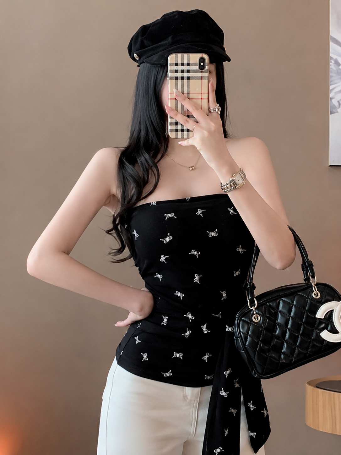 Mini Bow Tie-Waist Tube Top
