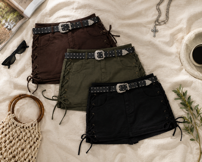 Side Lace-Up Utility Baddie Skort