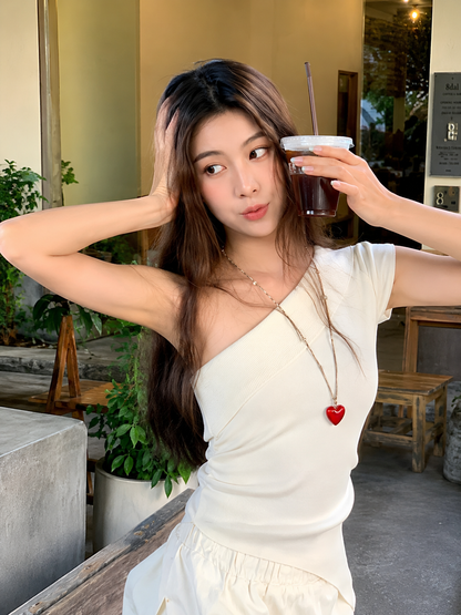 Asymmetrical One-Shoulder Knit Top