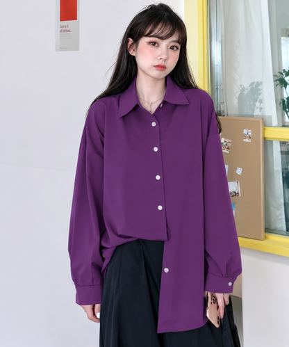 Oversized Drop-Shoulder Button-Down Shirt