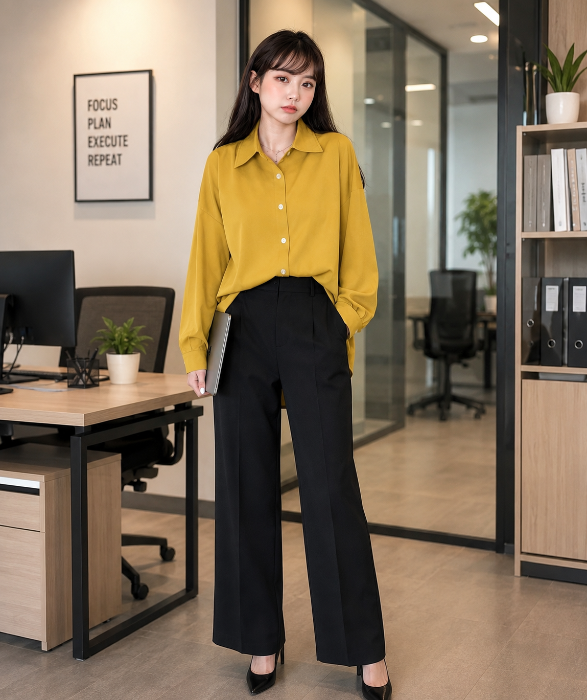 Oversized Drop-Shoulder Button-Down Shirt
