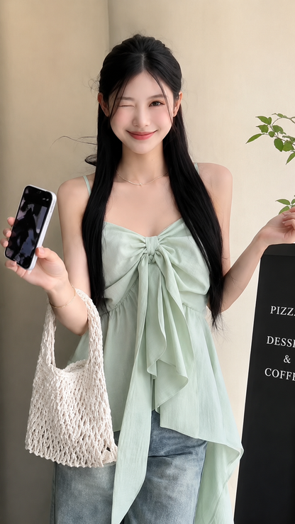 Convertible Tie-Front Asymmetric Cami Top