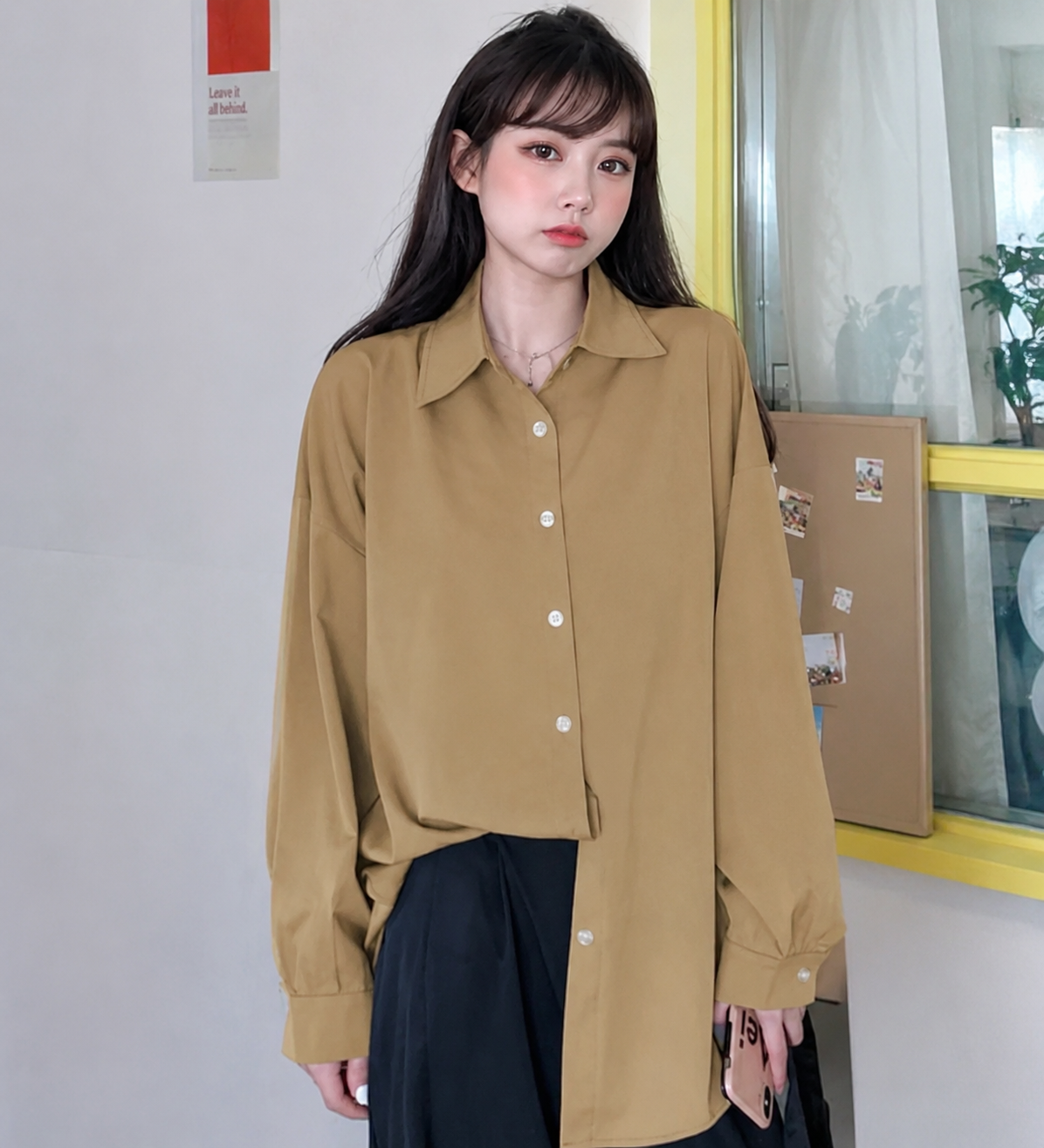 Oversized Drop-Shoulder Button-Down Shirt