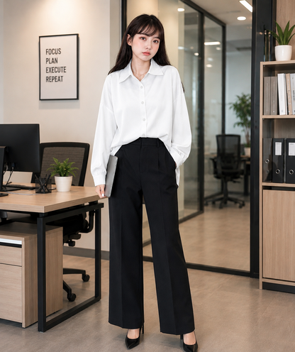 Oversized Drop-Shoulder Button-Down Shirt