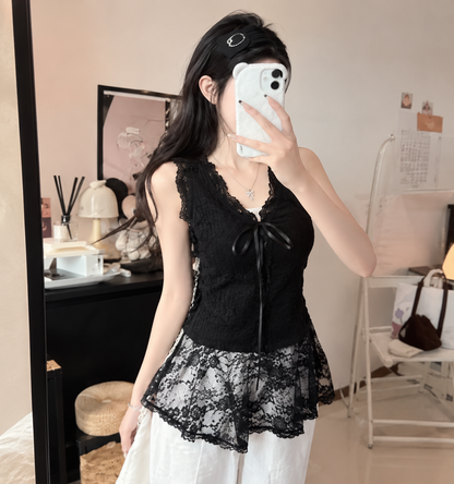 Balletcore Lace Peplum Camisole Padded Top