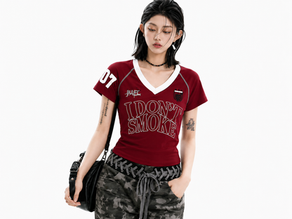 "I DON'T SMOKE" Sports Jersey Baby Tee