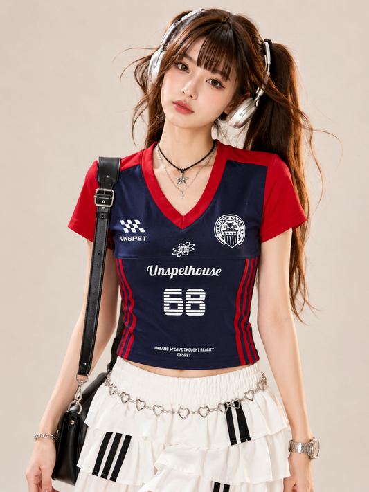 Color-Block Athletic Jersey Baby Tee