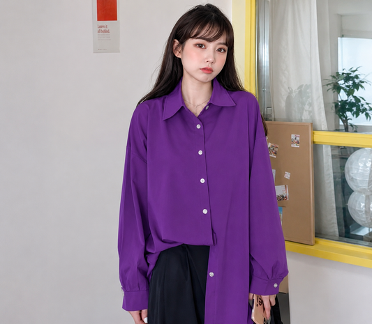 Oversized Drop-Shoulder Button-Down Shirt