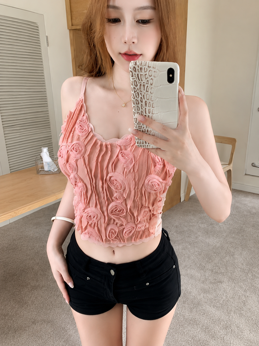 3D Textured Rosette Camisole Top