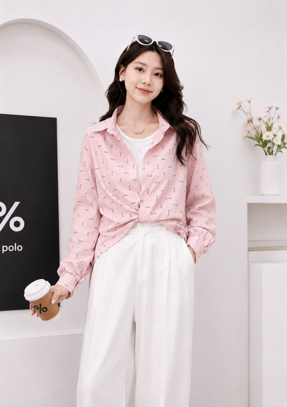 Embroidered Mini Bow Twist-Front Top