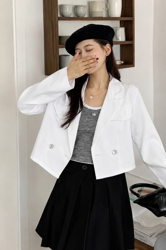 Cropped Utility Blazer Jacket