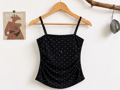Ruched Polka Dot Cami Padded Top
