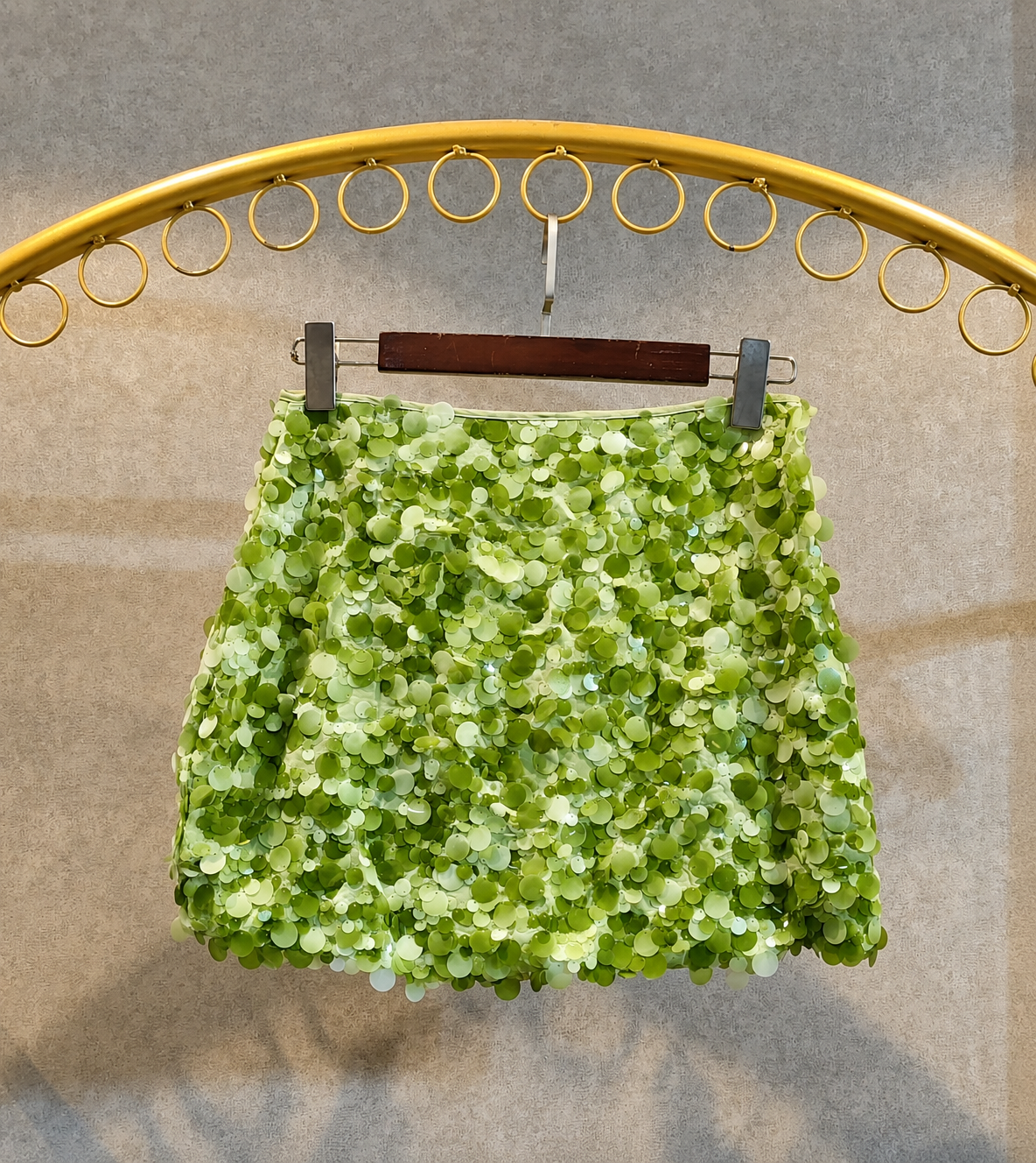 High-Waist Shell Sequin Mini Skirt