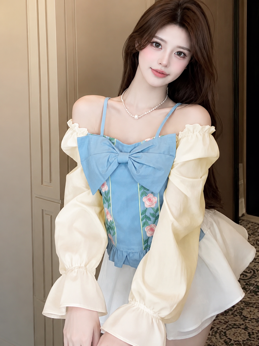 Bow-Front Floral Embroidery Corset