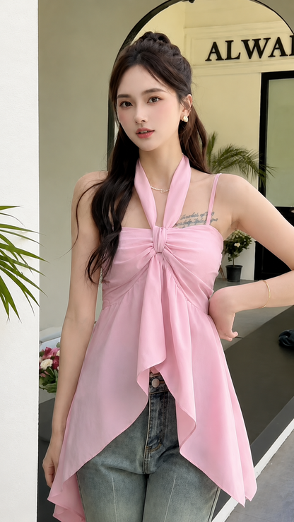 Convertible Tie-Front Asymmetric Cami Top