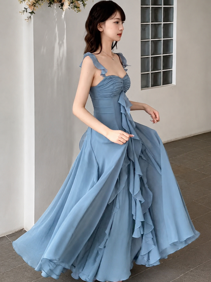 Cascading Ruffle Power Net Maxi Dress