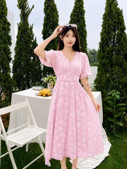 Eyelet Floral Midi Dress
