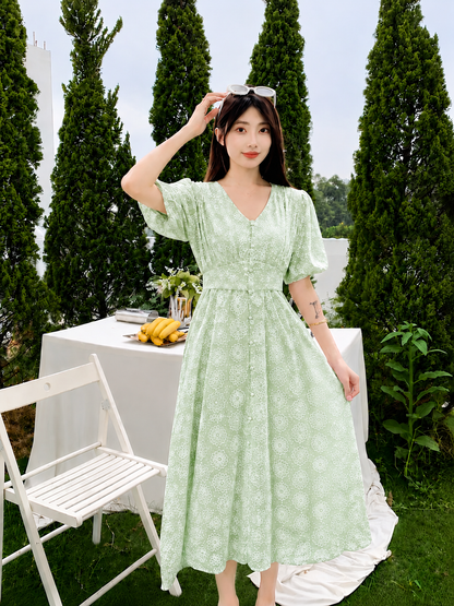 Eyelet Floral Midi Dress