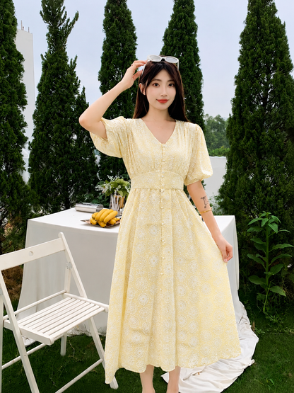 Eyelet Floral Midi Dress