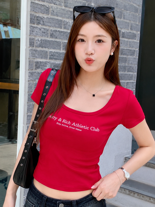 Athletic Club Scoop-Neck Padded Crop Tee