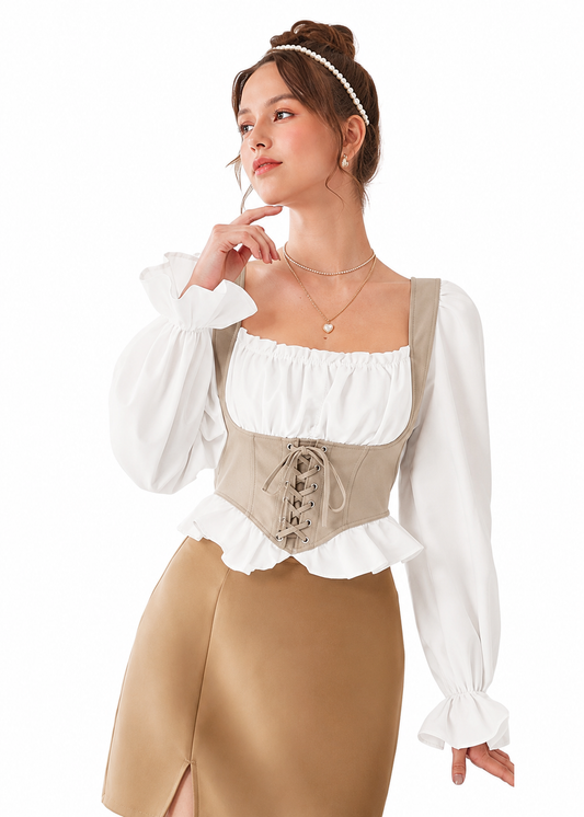 Renaissance Lace-Up Corset Milkmaid Top