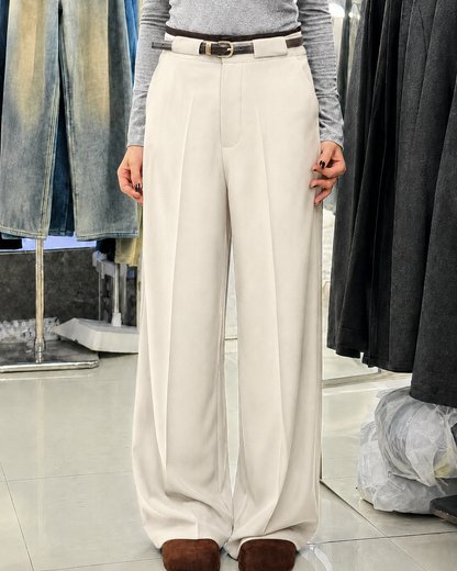 High-Waisted Belted Wide-Leg Trousers