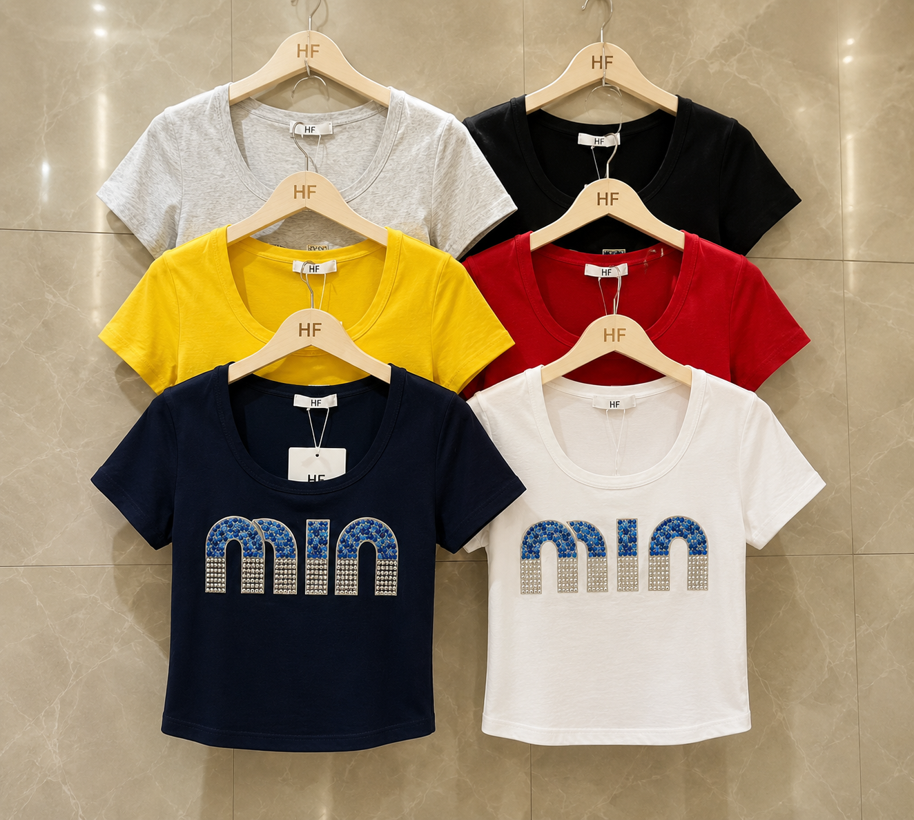 Beaded & Rhinestone Embellished Scoop-Neck Baby Tee