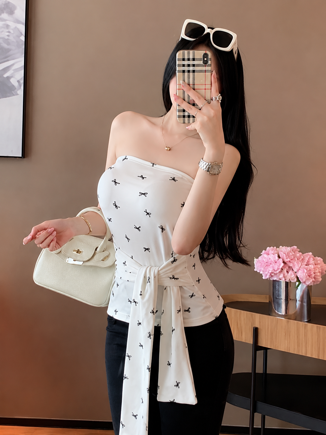 Mini Bow Tie-Waist Tube Top