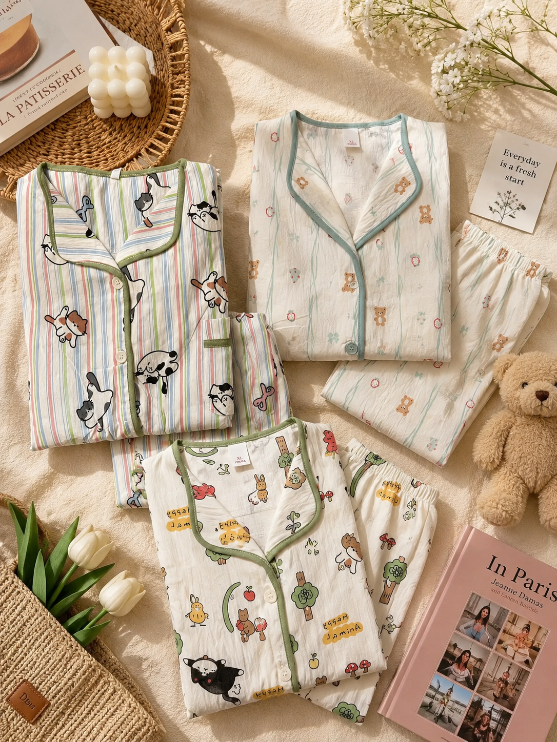 Cute Kawaii Printed Padded Pajama Set