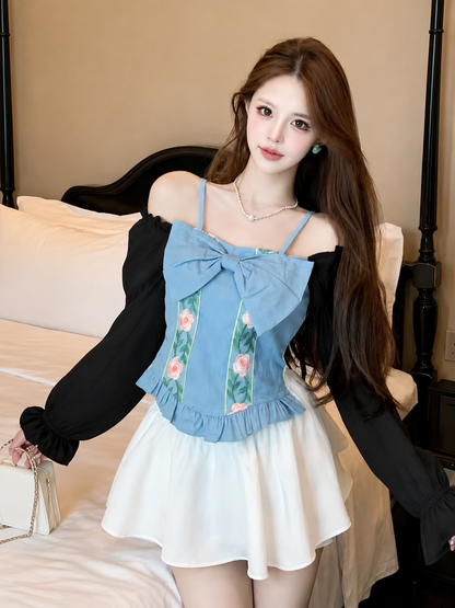 Bow-Front Floral Embroidery Corset