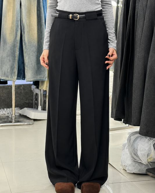 High-Waisted Belted Wide-Leg Trousers