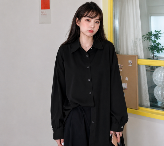 Oversized Drop-Shoulder Button-Down Shirt