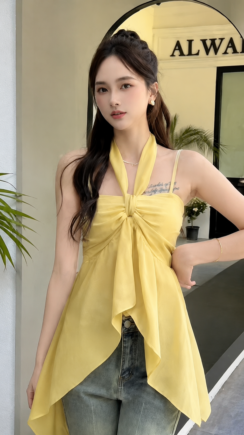Convertible Tie-Front Asymmetric Cami Top