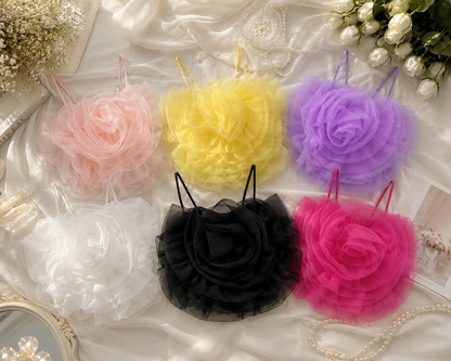 3D Giant Organza Rosette Camisole Top