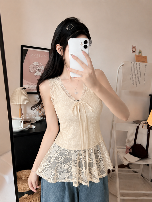 Balletcore Lace Peplum Camisole Padded Top